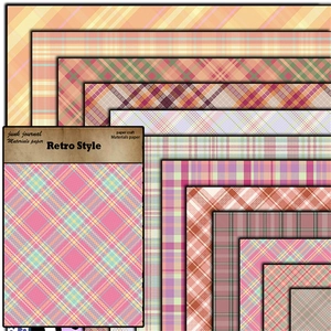 Macro view of retro pink plaid junk journal material papers for DIY scrapbooking crafts