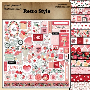 12er-Pack Retro-Scrapbook-Papier Valentinstag mit Vintage-Herz- und Blumenmotiven