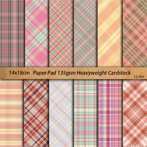 12-pack pink plaid scrapbook paper pad for DIY crafts and journaling decoration