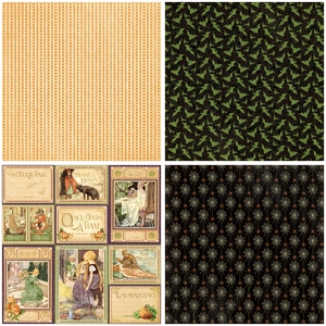 Set di carta scrapbooking rétro con racconti inquietanti, pipistrelli e ragnatele