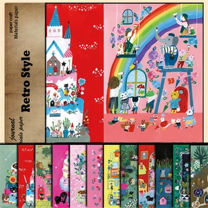 Macro view of retro animal illustration paper for creative scrapbooking and journaling
