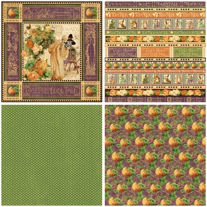 Dettagli di carta scrapbook vintage di Halloween con zucche e motivi di racconti