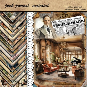 Vintage Material Paper Retro Lady Portraits Old Newspaper Junk Journal Supplies DIY Scrapbooking Cardstock Craft Paper Pad