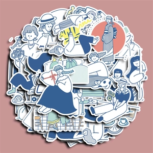 Set di 50 adesivi stile INS con motivi di personaggi e animali disegnati a mano