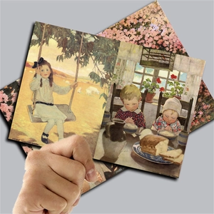 Detail of vintage childhood illustration paper featuring Jessie Willcox Smith artwork