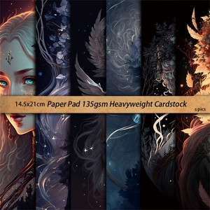 6 sheets of vintage dark elf aesthetic decorative 135gsm cardstock for scrapbooking