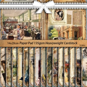 Vintage scrapbooking paper set with 15 sheets of 135gsm Victorian style ephemera