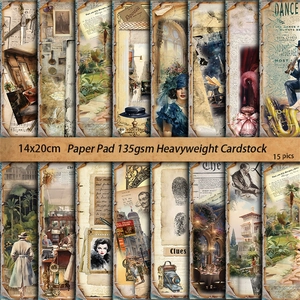 15 sheets of 14x20cm vintage scrapbooking paper with retro Victorian girls and floral patterns