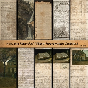 Set aus 10 Vintage-Scrapbook-Papierbögen mit alten Karten und Zeitungen für DIY-Collagen