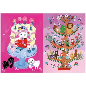 Detail of vintage animal illustrations on creative scrapbooking paper for DIY collage craft