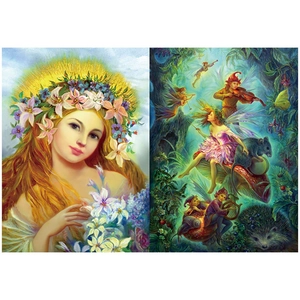 Macro view of vintage fantasy angel and woodland fairy scrapbooking collage paper