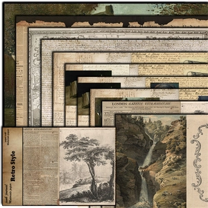 Detailansicht von Vintage-Scrapbook-Papier mit alten Zeitungs- und Kartendesigns
