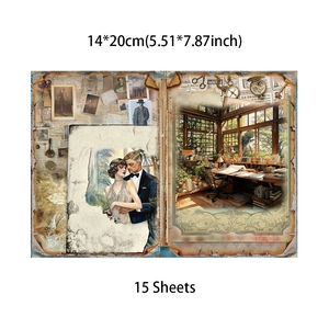 Detailed view of 15 vintage scrapbooking papers featuring retro ladies and Victorian motifs