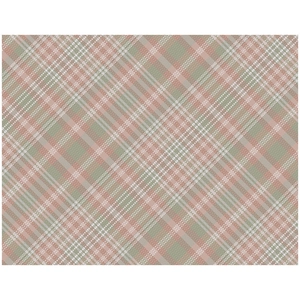Detail showing pink and beige plaid pattern with clear diagonal weave texture on paper