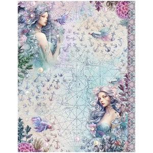 Détail de papier scrapbooking sirène vintage avec motifs marins et cartes de mer