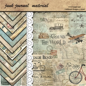 Vintage Travel Scrapbook Paper Heavyweight Cardstock World Map Theme Material For DIY Junk Journal Background Crafts