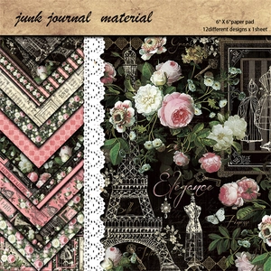 Vintage Elegant Scrapbook Background Paper For Junk Journaling Floral Rose Pattern DIY Paper Craft Materials Stationery