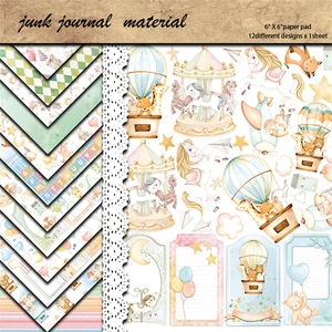 Retro Dreamy Childhood Junk Journal Material Paper Vintage Circus Carousel Scrapbooking Paper Pad DIY Craft Background Paper