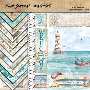 Retro Nautical Summer Breeze Scrapbook Paper Square Cardstock For DIY Journal Background Decorative Craft Paper