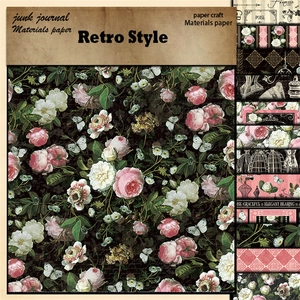 12 sheets of vintage floral and butterfly scrapbook paper for DIY crafts and art journaling