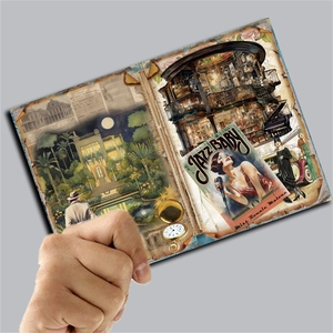 Detail of vintage Jazz Baby collage paper with intricate 1920s illustrations for scrapbooking