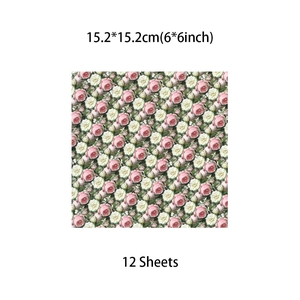 Detailed pattern of 12 sheets floral scrapbooking paper with pink and white roses