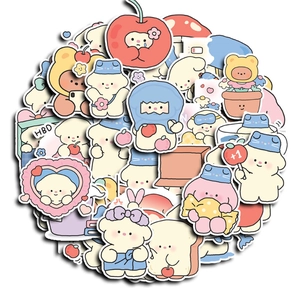Set of 40 cute cartoon bear and rabbit waterproof stickers for laptop and DIY albums