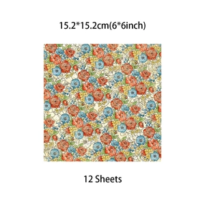 Detail of vintage floral scrapbooking paper with 15.2x15.2cm size for DIY crafts