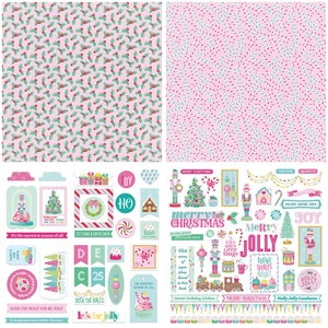 Detailansicht der 12 Vintage Weihnachts-Scrapbooking-Papiere mit Nussknacker- und Baum-Motiven