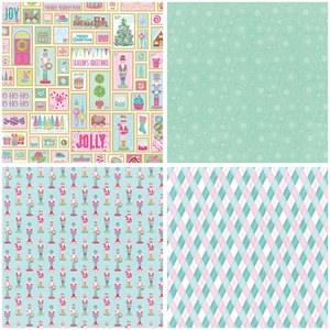 12 Blatt Vintage-Weihnachts-Scrapbook-Papier mit Nussknacker- und Blumenmustern