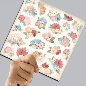 Detailed sheet of vintage watercolor floral stickers for DIY journals and gift wrapping