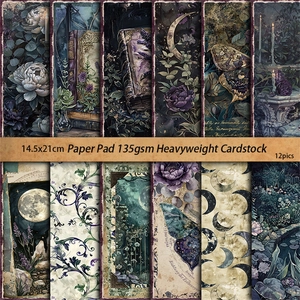 12-pack vintage moonlight garden collage paper set for scrapbooking and DIY crafts
