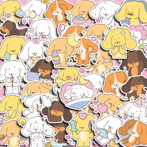Cute Dog Cartoon Waterproof Stickers For Laptop Luggage DIY Album Puppy Scrapbooking Decorative Printed Decals Stationery Decor