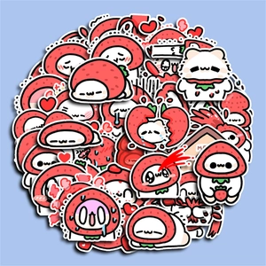 Cute strawberry cat stickers set for luggage and laptop DIY waterproof cartoon decals
