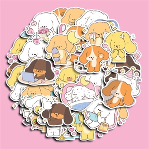 Set of 40 cute cartoon puppy stickers for laptop and luggage decoration
