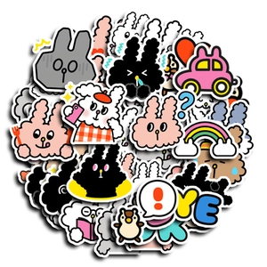 Set of 40 cute rabbit and bear cartoon waterproof stickers for laptops and luggage