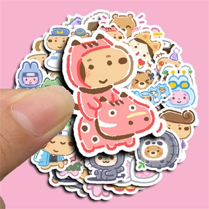 Waterproof cartoon dog stickers set for suitcases and laptops with cute outfits