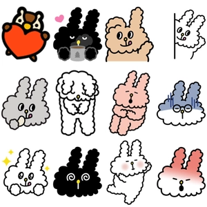 Detailed matrix of cute cartoon poodle stickers for DIY journals and laptop decor