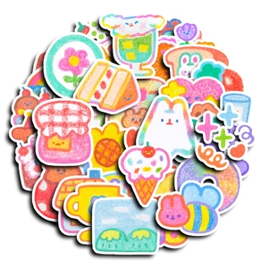 Set of cute strawberry cat stickers for laptop and luggage with waterproof DIY designs