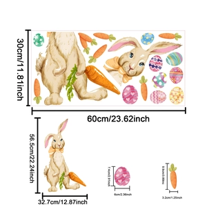 Detailed PVC layout of Easter bunny and egg window stickers with 30x60cm dimensions