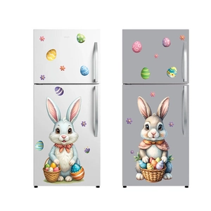 Stickers électrostatiques de lapin de Pâques et œufs pour frigo et fenêtres