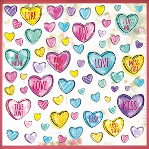 Stickers de fenêtre en forme de cœur coloré avec phrases romantiques pour la Saint-Valentin