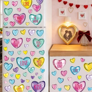 Stickers électrostatiques en forme de cœur avec phrases romantiques pour vitres