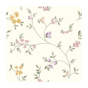 Floral self-adhesive wallpaper with yellow daisies and green leaves for living room wall