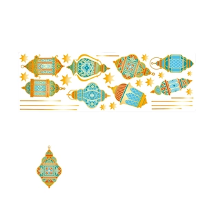 Ramadan wall stickers set featuring lanterns, stars and moon patterns in Middle Eastern style