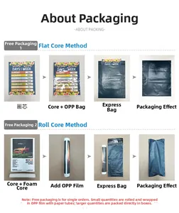 Detail of secure packaging options including protective foam rolls and shipping tubes
