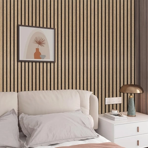 Panneaux muraux effet bois avec texture de lattes 3D pour décor de chambre moderne