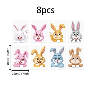 8-piece Easter bunny window cling set, static PVC stickers each measuring 30x20cm