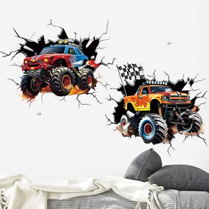 Dettagli di adesivi murali 3D monster truck per decorare la cameretta dei bambini