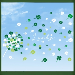 St. Patrick's Day Kleeblatt Fensteraufkleber mit Lucky-Schriftzug für grüne Wanddeko